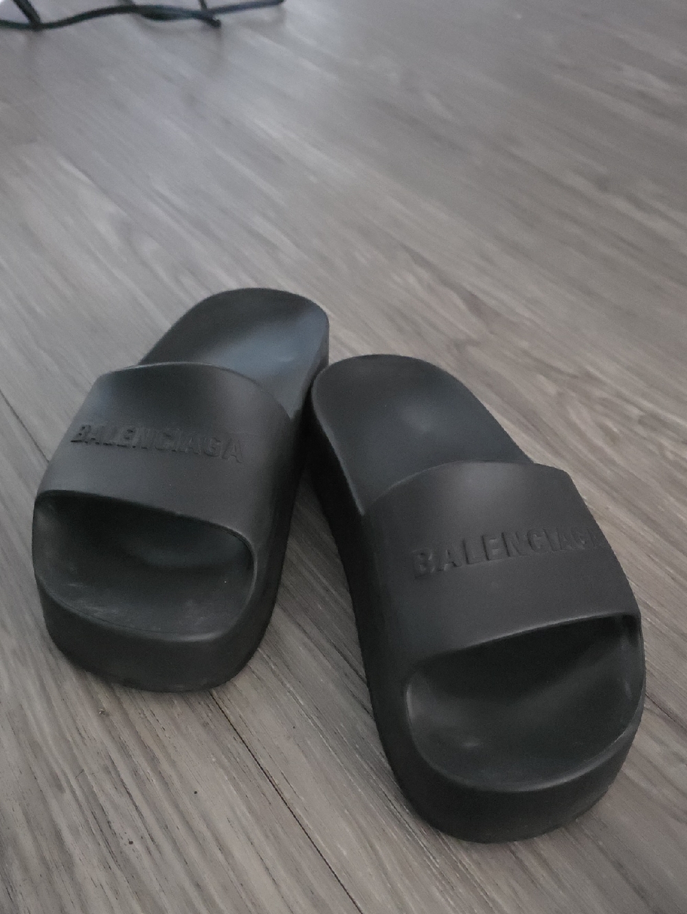 Authentic Balenciaga Platform Black 38 Rubber Slide Sandals With Receipt